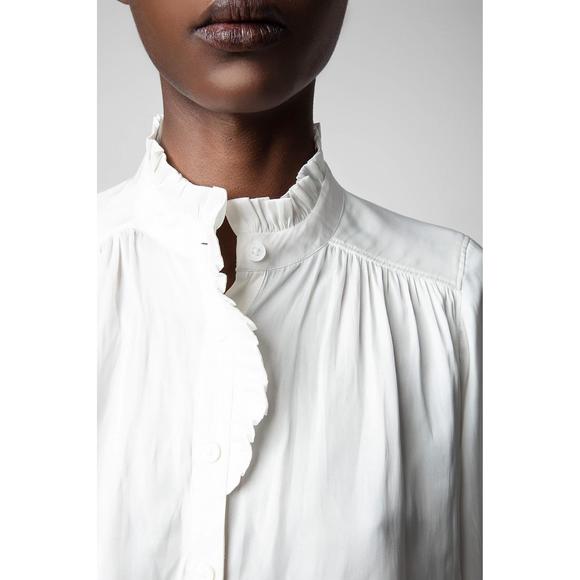 NEW ZADIG & VOLTAIRE taro satin blouse in judo - Picture 3 of 4